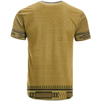 Gold African Dashiki With Fijian Tapa Pattern T Shirt LT14 - Polynesian Pride