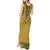 Gold African Dashiki With Fijian Tapa Pattern Tank Maxi Dress