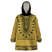 Gold African Dashiki With Fijian Tapa Pattern Wearable Blanket Hoodie LT14 One Size Gold - Polynesian Pride
