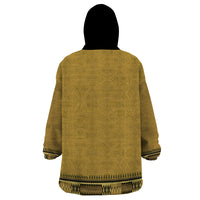 Gold African Dashiki With Fijian Tapa Pattern Wearable Blanket Hoodie LT14 - Polynesian Pride