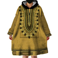 Gold African Dashiki With Fijian Tapa Pattern Wearable Blanket Hoodie LT14 - Polynesian Pride