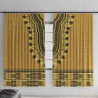 Gold African Dashiki With Fijian Tapa Pattern Window Curtain LT14 With Hooks Gold - Polynesian Pride