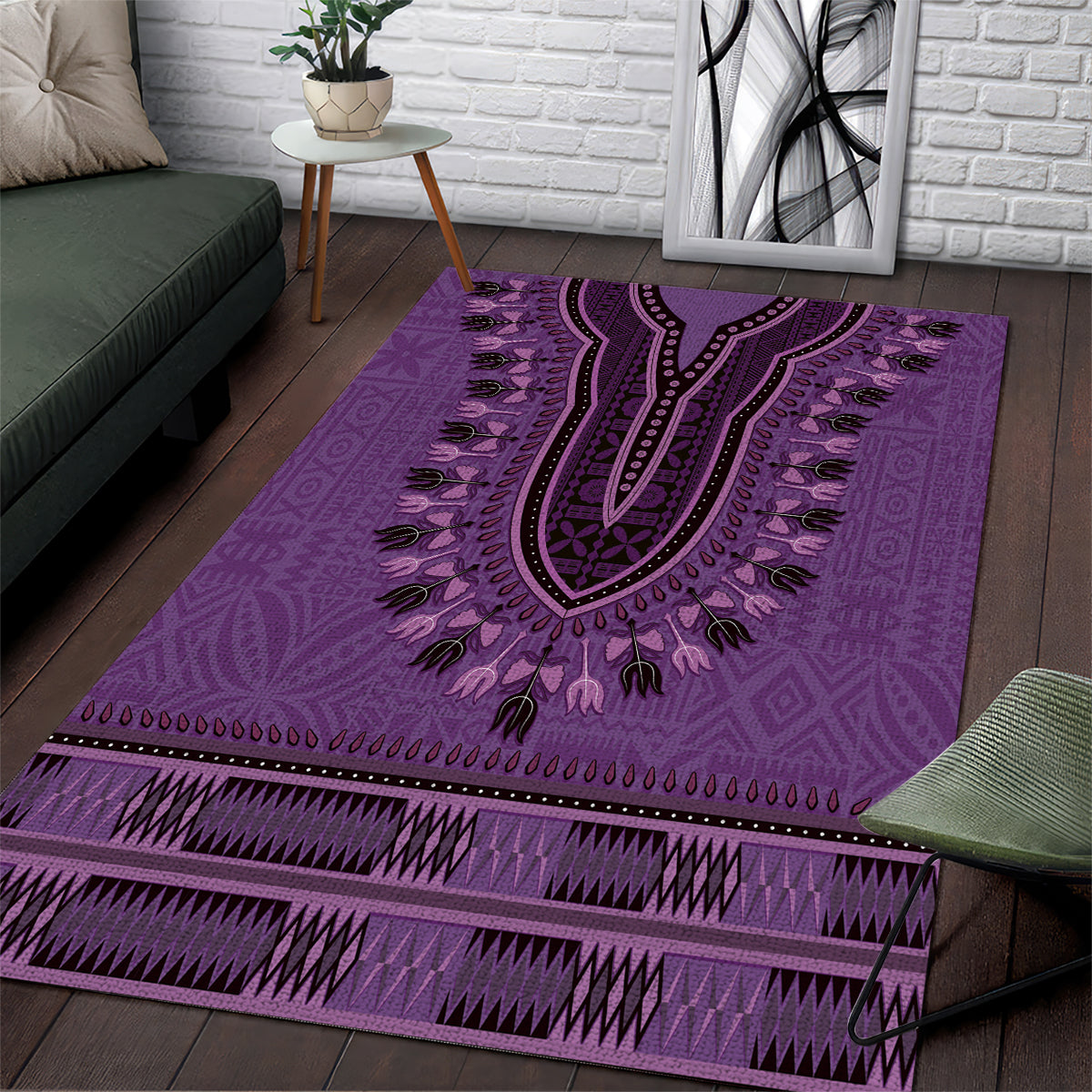 Purple African Dashiki With Fijian Tapa Pattern Area Rug LT14 Purple - Polynesian Pride