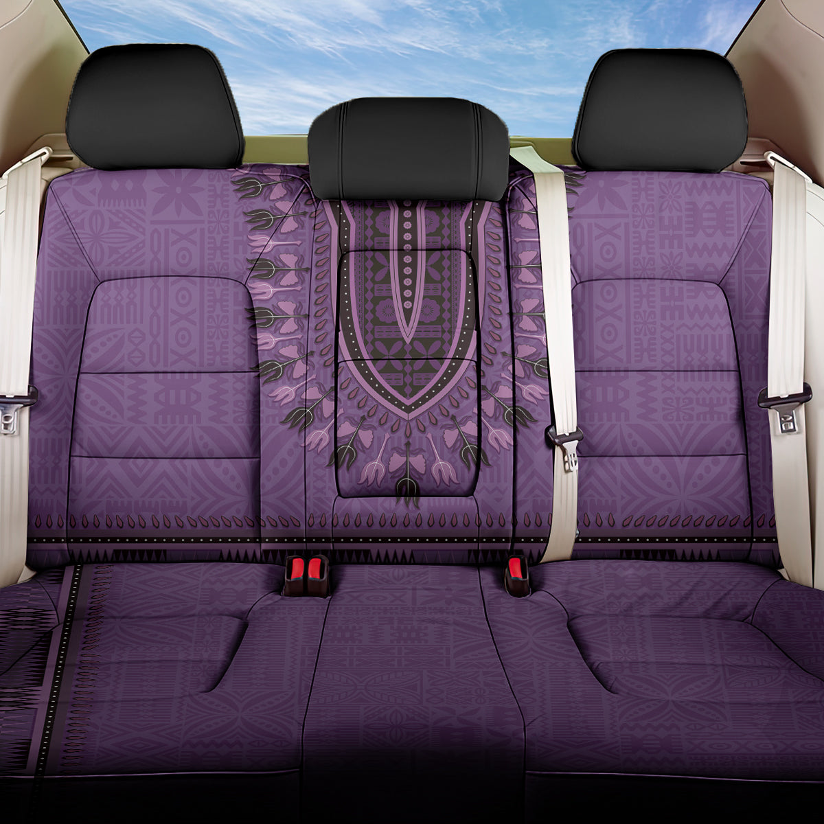 Purple African Dashiki With Fijian Tapa Pattern Back Car Seat Cover LT14 One Size Purple - Polynesian Pride