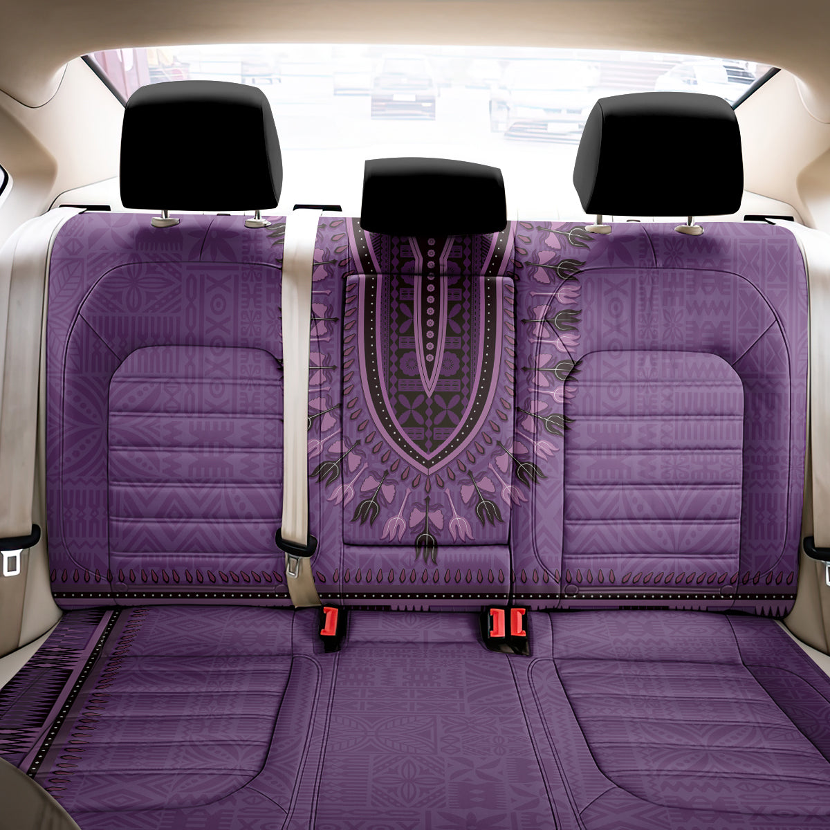 Purple African Dashiki With Fijian Tapa Pattern Back Car Seat Cover LT14 - Polynesian Pride