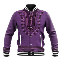 Purple African Dashiki With Fijian Tapa Pattern Baseball Jacket LT14 Unisex Purple - Polynesian Pride