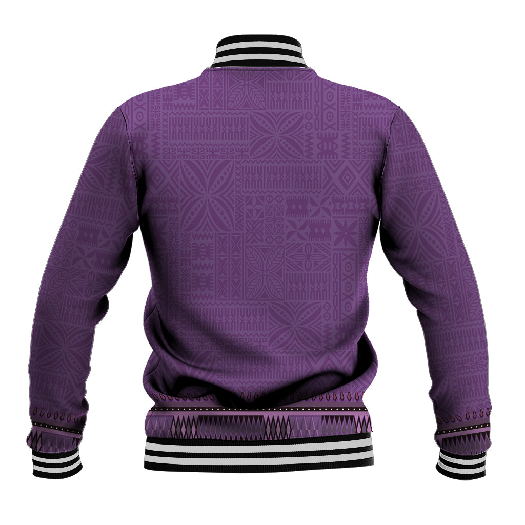 Purple African Dashiki With Fijian Tapa Pattern Baseball Jacket LT14 - Polynesian Pride