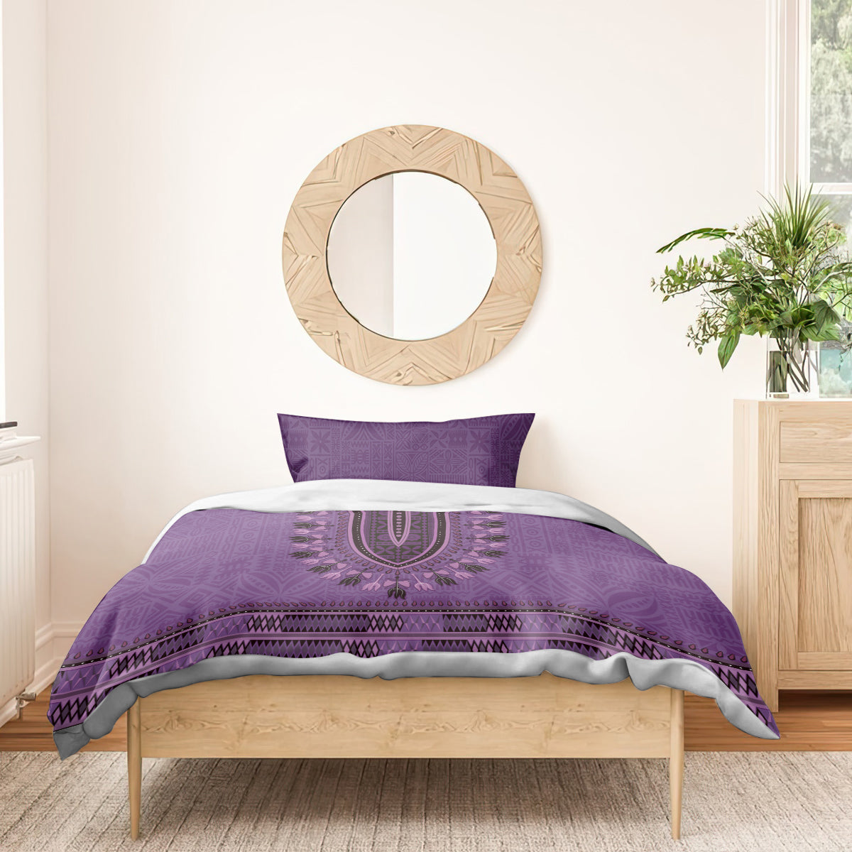 Purple African Dashiki With Fijian Tapa Pattern Bedding Set LT14 - Polynesian Pride