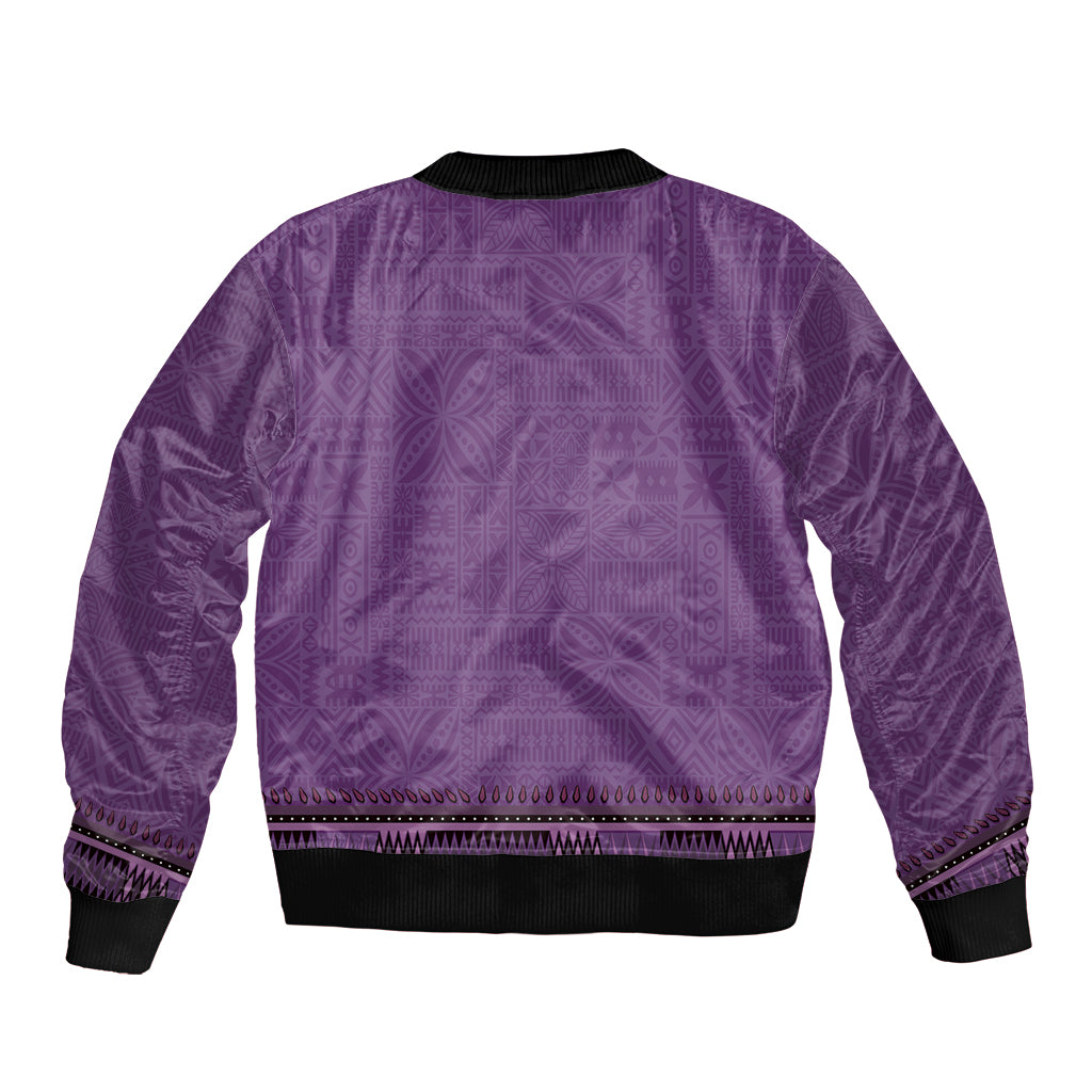 Purple African Dashiki With Fijian Tapa Pattern Bomber Jacket LT14 - Polynesian Pride