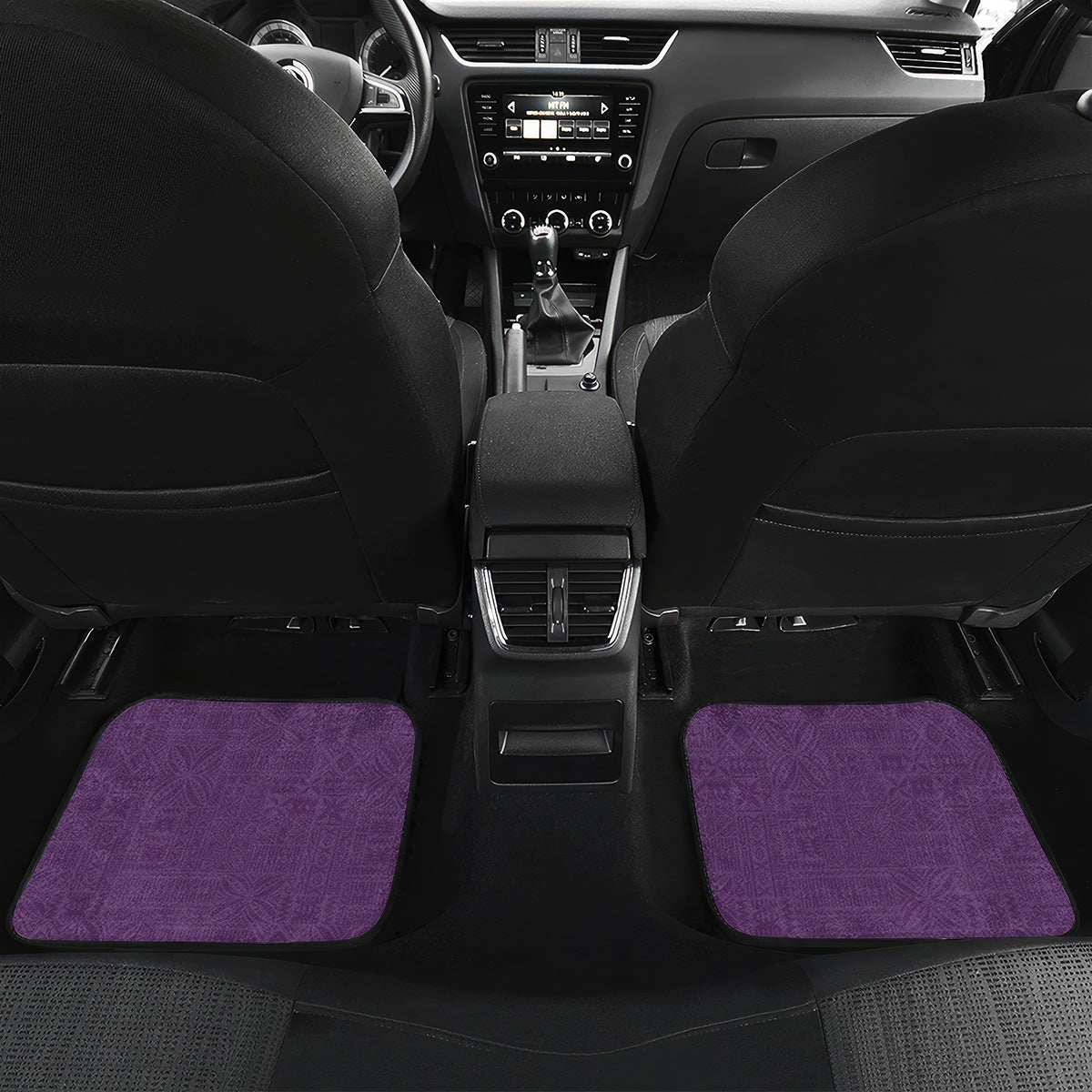 Purple African Dashiki With Fijian Tapa Pattern Car Mats LT14 Set 2pcs - Back Purple - Polynesian Pride