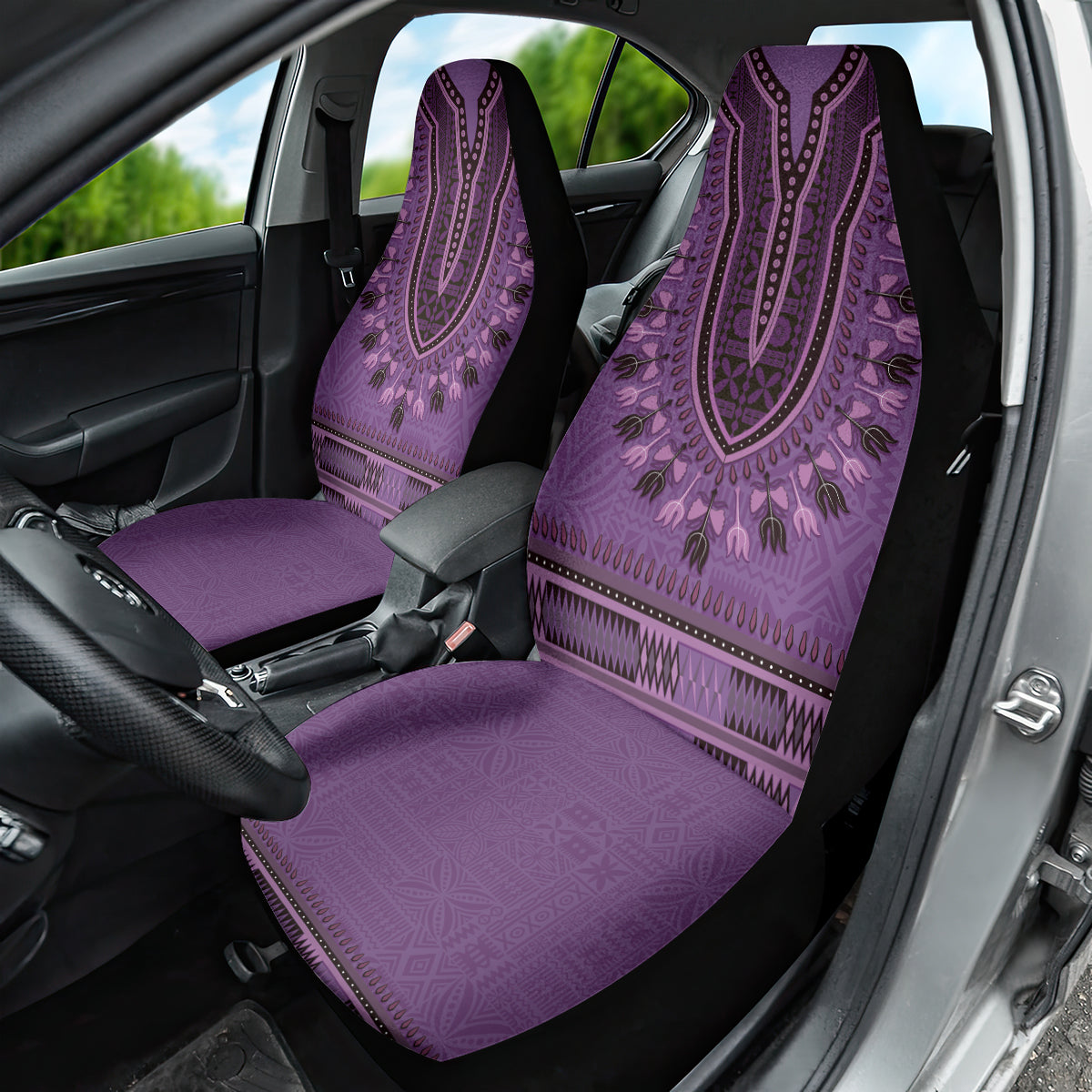Purple African Dashiki With Fijian Tapa Pattern Car Seat Cover LT14 - Polynesian Pride