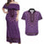 Purple African Dashiki With Fijian Tapa Pattern Couples Matching Off Shoulder Maxi Dress and Hawaiian Shirt