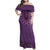 Purple African Dashiki With Fijian Tapa Pattern Family Matching Off Shoulder Maxi Dress and Hawaiian Shirt