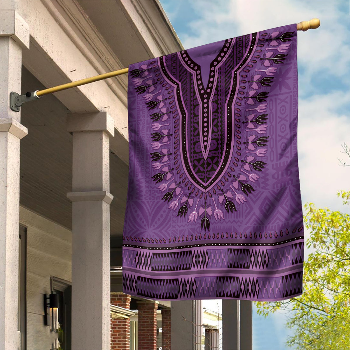 Purple African Dashiki With Fijian Tapa Pattern Garden Flag LT14 House Flag Purple - Polynesian Pride
