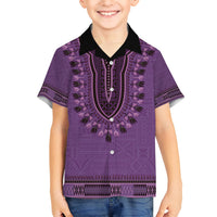 Purple African Dashiki With Fijian Tapa Pattern Kid Hawaiian Shirt LT14 Kid Purple - Polynesian Pride