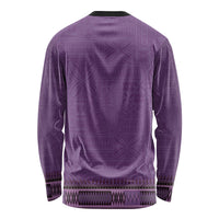 Purple African Dashiki With Fijian Tapa Pattern Long Sleeve Shirt LT14 - Polynesian Pride