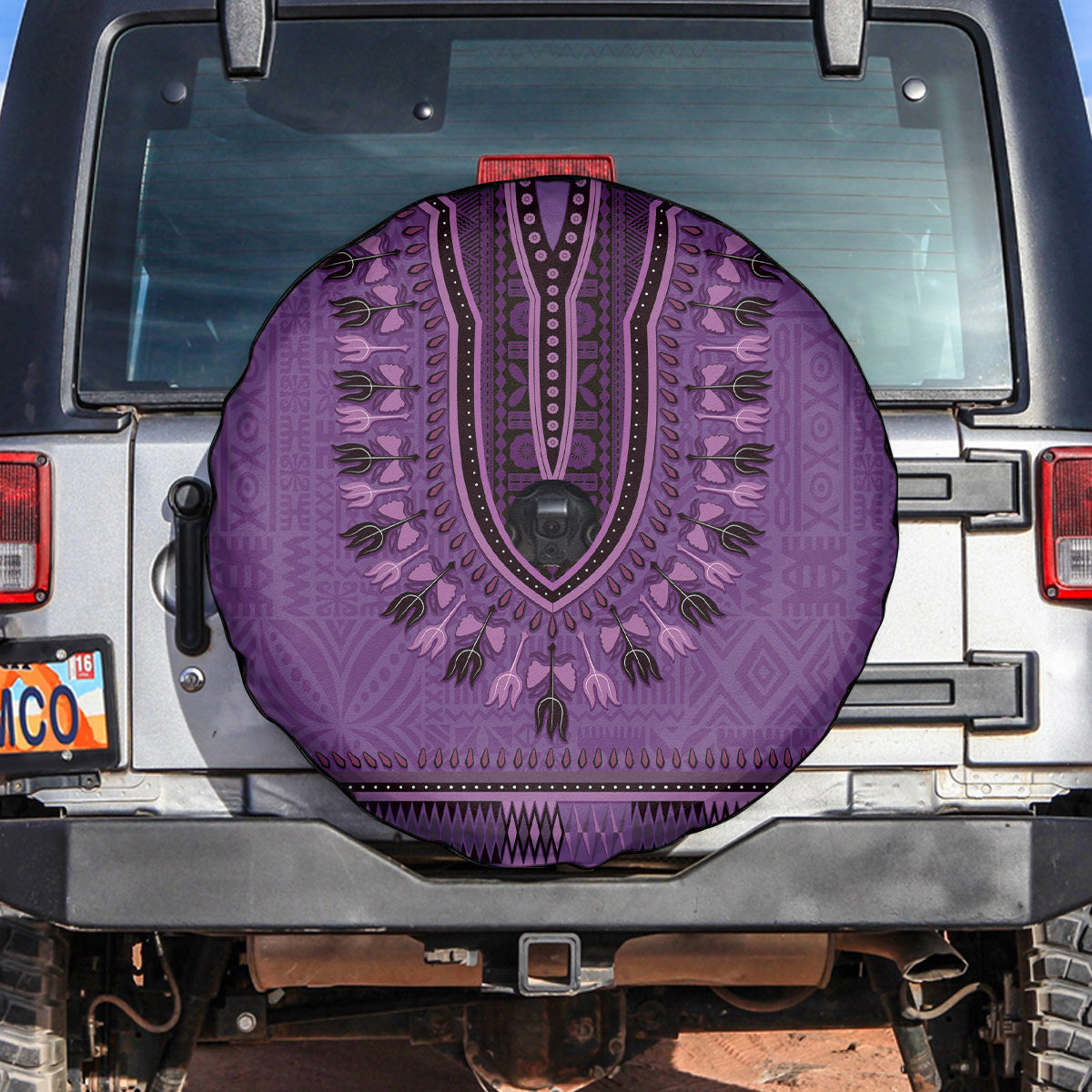 Purple African Dashiki With Fijian Tapa Pattern Spare Tire Cover LT14 Purple - Polynesian Pride