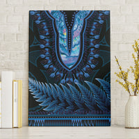 Blue African Dashiki With Aotearoa Maori Canvas Wall Art Paua Shell Mix Silver Fern LT14 Without Frame Blue - Polynesian Pride