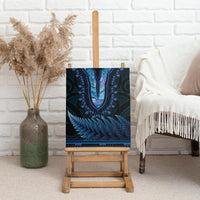 Blue African Dashiki With Aotearoa Maori Canvas Wall Art Paua Shell Mix Silver Fern LT14 - Polynesian Pride