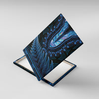 Blue African Dashiki With Aotearoa Maori Canvas Wall Art Paua Shell Mix Silver Fern LT14 With Frame Blue - Polynesian Pride