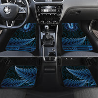 Blue African Dashiki With Aotearoa Maori Car Mats Paua Shell Mix Silver Fern LT14 Set 4pcs Blue - Polynesian Pride