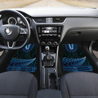 Blue African Dashiki With Aotearoa Maori Car Mats Paua Shell Mix Silver Fern LT14 Set 2pcs - Front Blue - Polynesian Pride