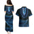 Blue African Dashiki With Aotearoa Maori Couples Matching Puletasi and Hawaiian Shirt Paua Shell Mix Silver Fern