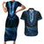 Blue African Dashiki With Aotearoa Maori Couples Matching Short Sleeve Bodycon Dress and Hawaiian Shirt Paua Shell Mix Silver Fern