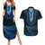 Blue African Dashiki With Aotearoa Maori Couples Matching Summer Maxi Dress and Hawaiian Shirt Paua Shell Mix Silver Fern