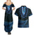 Blue African Dashiki With Aotearoa Maori Couples Matching Summer Maxi Dress and Hawaiian Shirt Paua Shell Mix Silver Fern