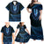 Blue African Dashiki With Aotearoa Maori Family Matching Off Shoulder Maxi Dress and Hawaiian Shirt Paua Shell Mix Silver Fern