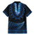 Blue African Dashiki With Aotearoa Maori Family Matching Off Shoulder Short Dress and Hawaiian Shirt Paua Shell Mix Silver Fern