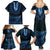 Blue African Dashiki With Aotearoa Maori Family Matching Summer Maxi Dress and Hawaiian Shirt Paua Shell Mix Silver Fern