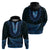 Blue African Dashiki With Aotearoa Maori Hoodie Paua Shell Mix Silver Fern