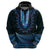 Blue African Dashiki With Aotearoa Maori Hoodie Paua Shell Mix Silver Fern