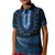 Blue African Dashiki With Aotearoa Maori Kid Polo Shirt Paua Shell Mix Silver Fern