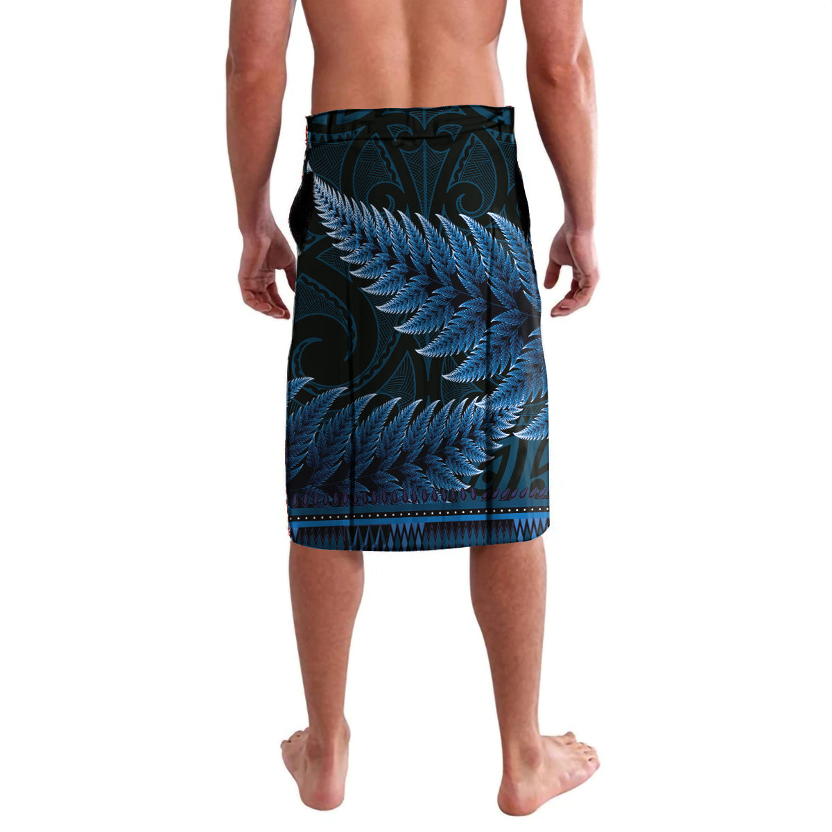 Blue African Dashiki With Aotearoa Maori Lavalava Paua Shell Mix Silver Fern LT14 - Polynesian Pride