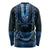 Blue African Dashiki With Aotearoa Maori Long Sleeve Shirt Paua Shell Mix Silver Fern