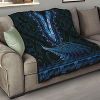 Blue African Dashiki With Aotearoa Maori Quilt Paua Shell Mix Silver Fern LT14 - Polynesian Pride