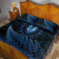 Blue African Dashiki With Aotearoa Maori Quilt Bed Set Paua Shell Mix Silver Fern LT14 - Polynesian Pride