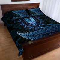 Blue African Dashiki With Aotearoa Maori Quilt Bed Set Paua Shell Mix Silver Fern LT14 - Polynesian Pride