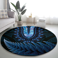Blue African Dashiki With Aotearoa Maori Round Carpet Paua Shell Mix Silver Fern LT14 - Polynesian Pride