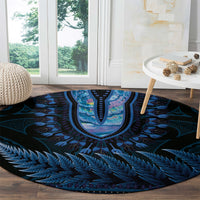 Blue African Dashiki With Aotearoa Maori Round Carpet Paua Shell Mix Silver Fern LT14 - Polynesian Pride
