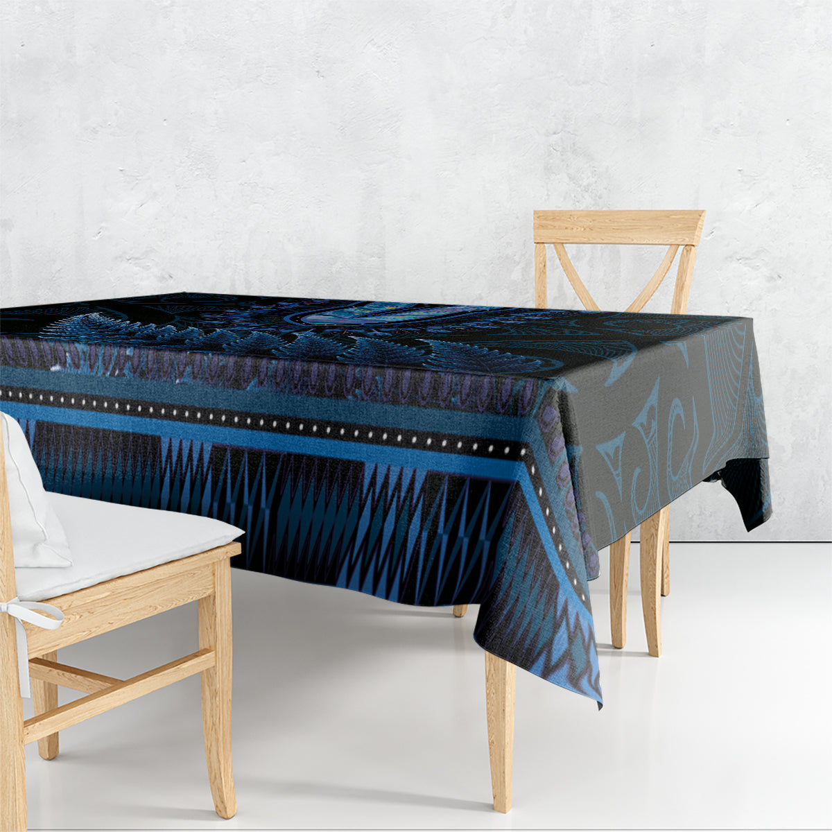 Blue African Dashiki With Aotearoa Maori Tablecloth Paua Shell Mix Silver Fern LT14 - Polynesian Pride