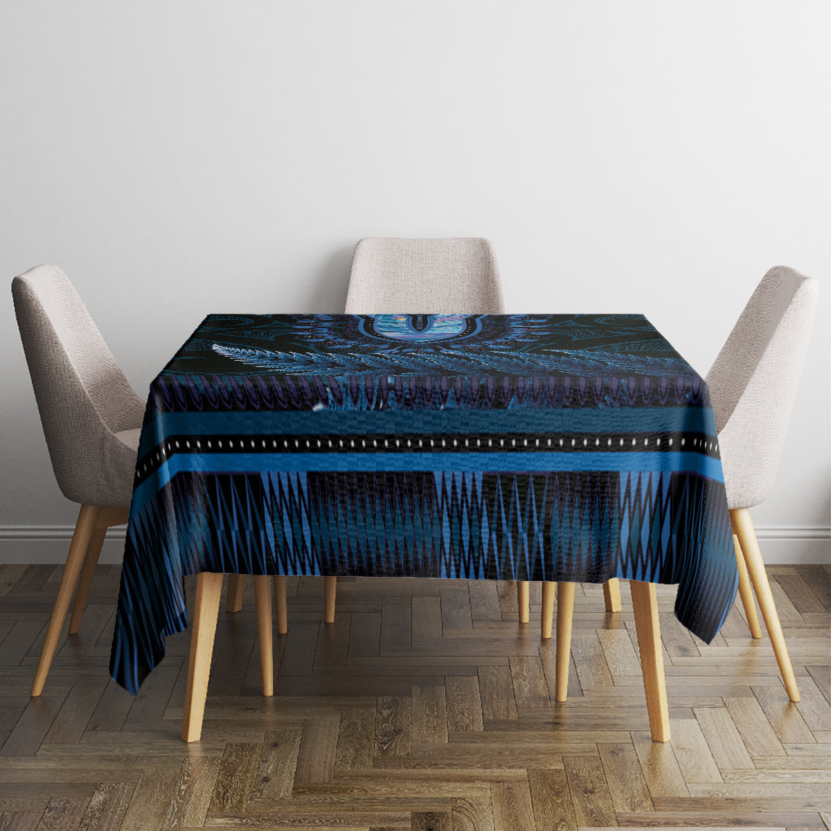 Blue African Dashiki With Aotearoa Maori Tablecloth Paua Shell Mix Silver Fern LT14 - Polynesian Pride