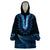 Blue African Dashiki With Aotearoa Maori Wearable Blanket Hoodie Paua Shell Mix Silver Fern