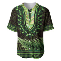 Lime Green African Dashiki With Aotearoa Maori Baseball Jersey Paua Shell Mix Silver Fern LT14 Lime Green - Polynesian Pride