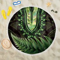 Lime Green African Dashiki With Aotearoa Maori Beach Blanket Paua Shell Mix Silver Fern LT14 One Size 150cm Lime Green - Polynesian Pride