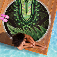 Lime Green African Dashiki With Aotearoa Maori Beach Blanket Paua Shell Mix Silver Fern LT14 - Polynesian Pride
