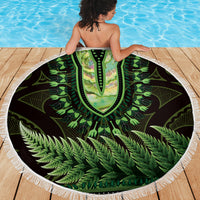 Lime Green African Dashiki With Aotearoa Maori Beach Blanket Paua Shell Mix Silver Fern LT14 - Polynesian Pride